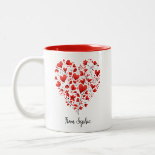 Taza Bicolor Gráficos de Corazones, Día de la Madre