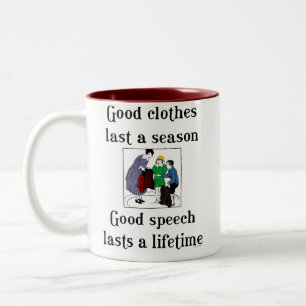 Taza Bicolor Gramática de la escuela de buen discurso dice café