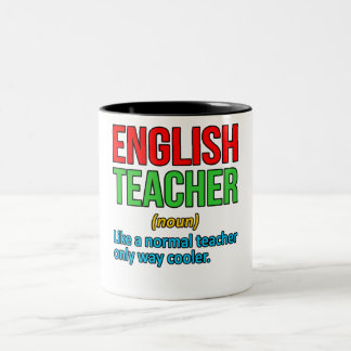 Taza Bicolor Gramática del lenguaje de definición de profesor d
