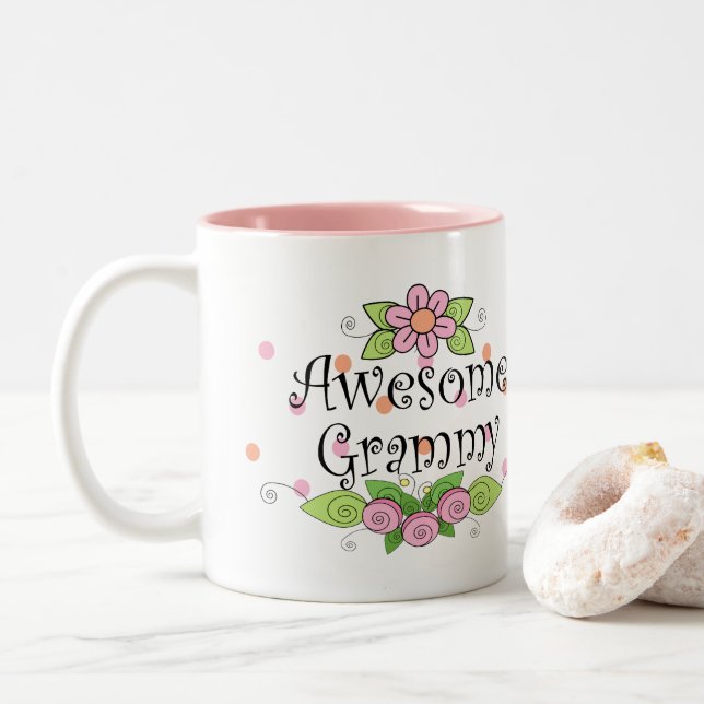 Taza Bicolor Grammy Bastante Increíble (Con donut)