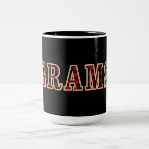 Taza Bicolor GRAMS Cuadrados de cuadros de búfalo negro rojo rú