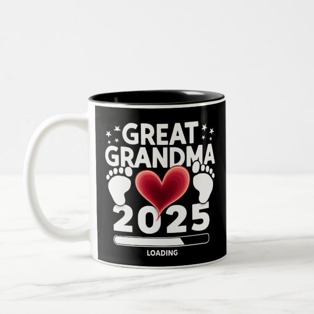 Taza Bicolor Gran abuela cargando Invitación de embarazo 2025 (Izquierda)
