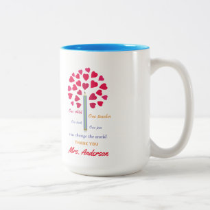 Taza Bicolor Gran árbol de lápiz / Apreciación docente de dos t