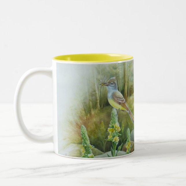 Taza Bicolor Gran arte acuarela Flycatcher (Izquierda)