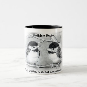 TAZA BICOLOR GRAN CAFÉ, GRAN CHICKADEE DE LA CONVERSACIÓN