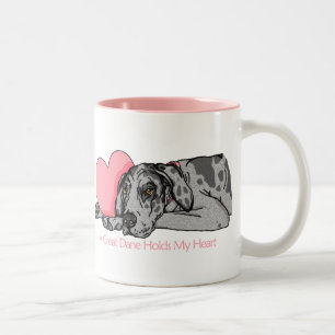 Taza Bicolor Gran danés sostiene corazón a Merle UC