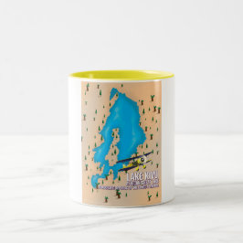 Taza Bicolor Gran lago africano Lago Kivu mapa de viaje.