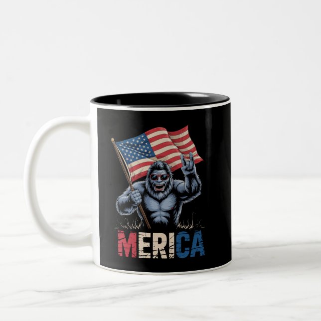 Taza Bicolor Gran pie Merica Rock Bandera Americana Patriótica (Izquierda)