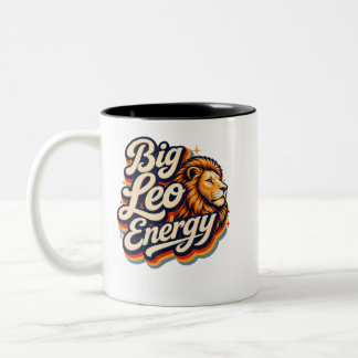 Taza Bicolor Gran retrato de león con energía de Leo cumpleaños