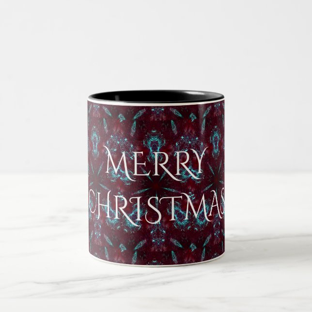 Taza Bicolor Gran Turquesa Rojo Feliz Navidad Kaleidoscope (Centro)