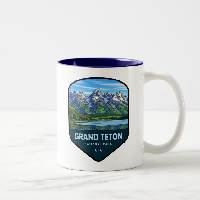 Taza Bicolor Grand Teton National Park Shield (Derecha)