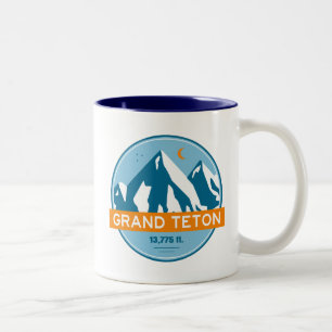Taza Bicolor Grand Teton Wyoming Stars Moon
