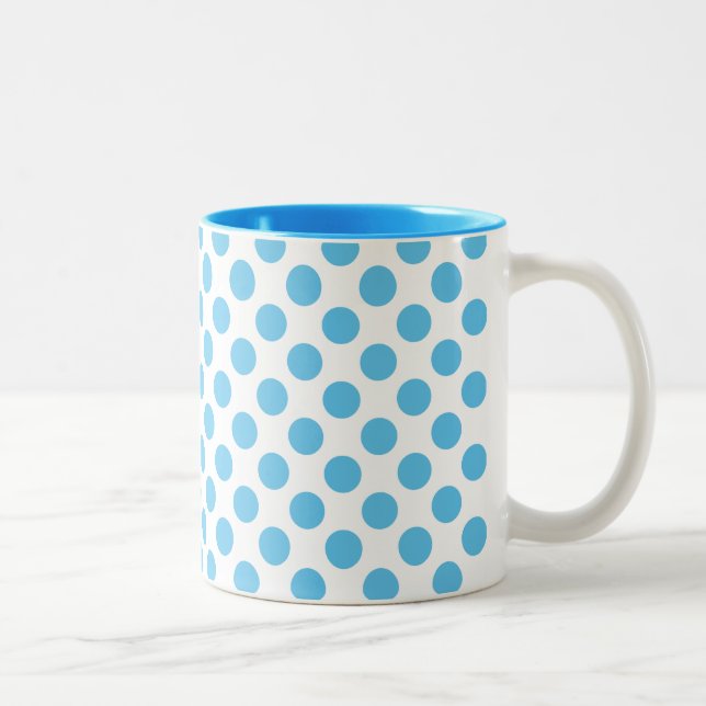Taza Bicolor Grandes puntos de Aqua en blanco (Derecha)
