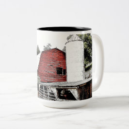 Taza Bicolor Granero rojo con silo en el oeste de Carolina del 