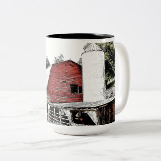 Taza Bicolor Granero rojo con silo en el oeste de Carolina del
