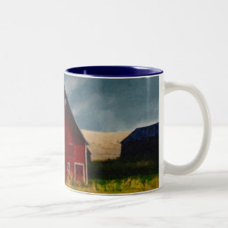 Taza Bicolor Granero rojo pintado