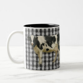 Taza Bicolor Granja de campo de vaca de cheque blanco negro