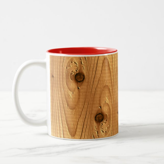 Taza Bicolor Grano de madera de pino inacabado (Izquierda)