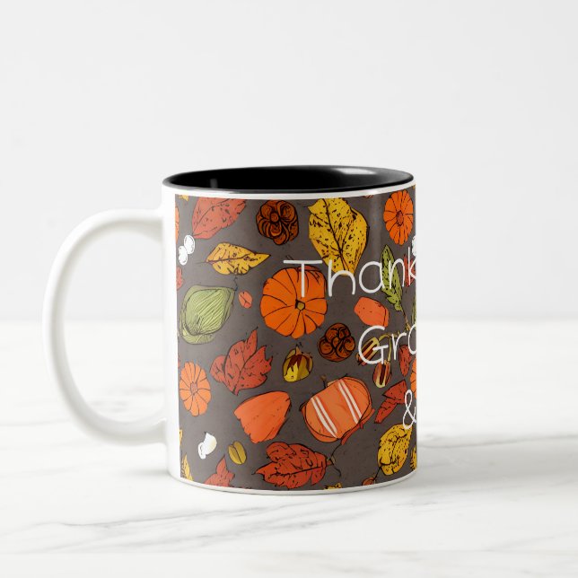 Taza Bicolor Gratitude Mug: Agradecido, agradecido y bendecido (Izquierda)