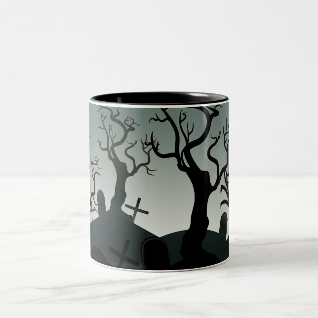 Taza Bicolor Graveyard Halloween personalizado mug (Centro)