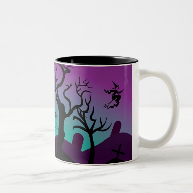 Taza Bicolor Graveyard Halloween personalizado mug (Derecha)