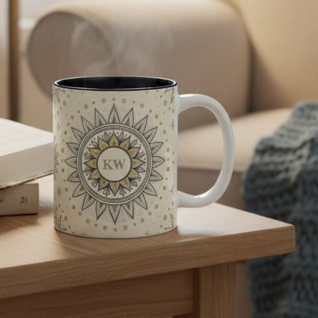 Taza Bicolor Gray Gold Mandala Pattern (Subido por el creador)