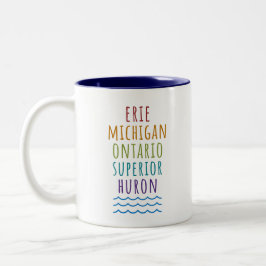 Taza Bicolor Great Lakes Mitten State Michigan Coffee Mug