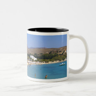Taza Bicolor Grecia, isla de Paros, playa de Krios desde arriba