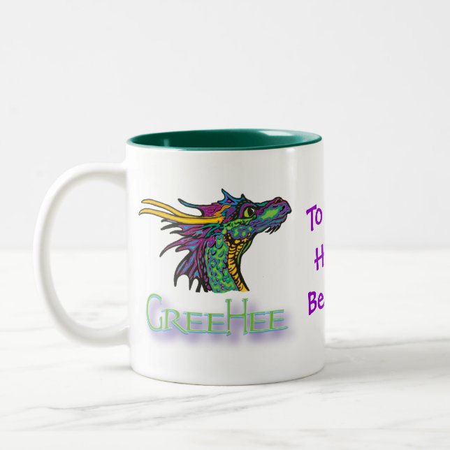 Taza Bicolor GreeHee el dragón de pensamiento Hearted, profundo (Izquierda)