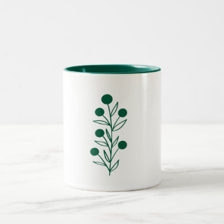Taza Bicolor Green Botanical Line Art
