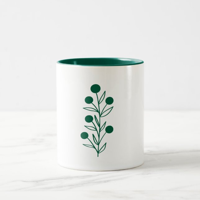 Taza Bicolor Green Botanical Line Art (Centro)