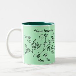 Taza Bicolor Green Butterfly Reminder Mug