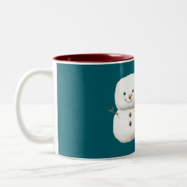 Taza Bicolor Green Cute Christmas Snowman