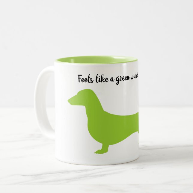 Taza Bicolor Green Dachshund Silhouette Mug (Anverso izquierdo)
