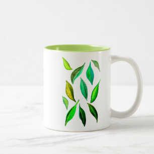 Taza Bicolor Green Leaves acuáticas ambientales