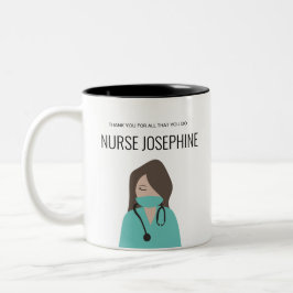 Taza Bicolor Green Scrubs Gracias Enfermera Personalizada