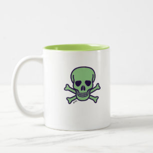 Taza Bicolor Green Skull dos tonos mugre