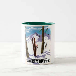 Taza Bicolor Greitspitz poster de esquí de Suiza y Austria