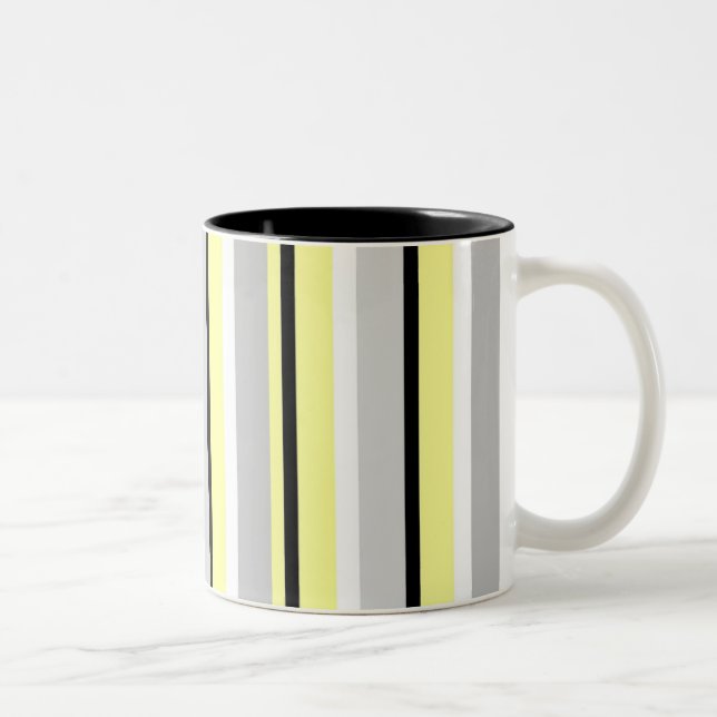 Taza Bicolor Grey and Yellow Stylish Striped (Derecha)