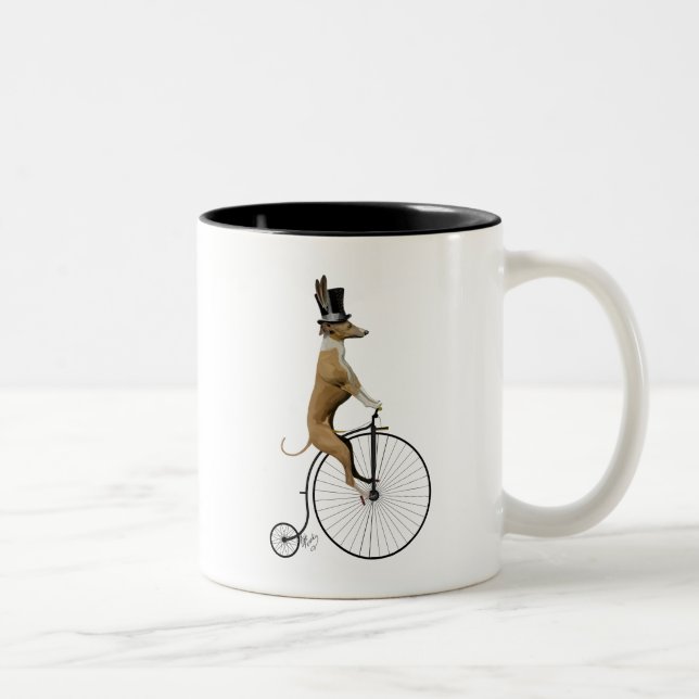 Taza Bicolor Greyhound on Black Penny Farthing Bike (Derecha)