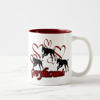 Taza Bicolor Greyhounds Hearts Perro Lover Foto Café Mug
