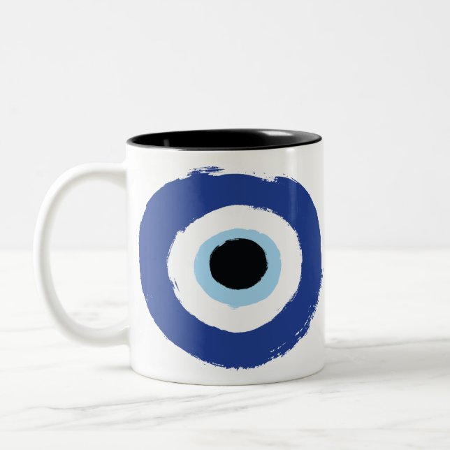 Taza Bicolor Griego artificial de ojos malvados (Izquierda)
