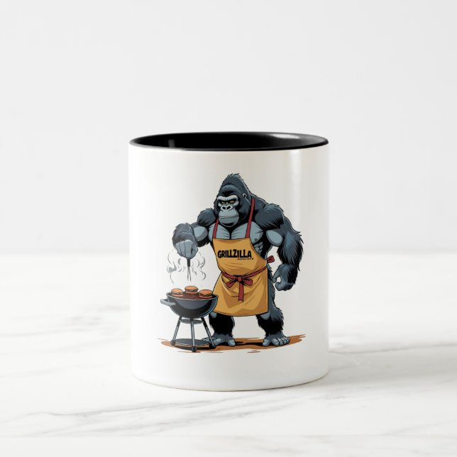 Taza Bicolor Grillzilla Dad - Funny Gorilla BBQ (Centro)