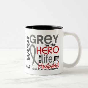 Taza Bicolor Gris para mi cáncer de cerebro del marido del