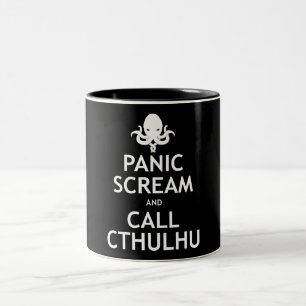 Taza Bicolor Grito y llamada Cthulhu del pánico