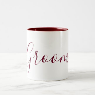 Taza Bicolor Groom Burgundy y Cursiva blanca