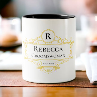 Taza Bicolor Groomswoman con estilo negro y oro