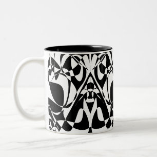 Taza Bicolor Groovy Patrón Blanco Y Negro