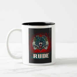Taza Bicolor grosero, cráneo y oso