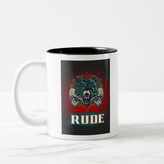 Taza Bicolor grosero, cráneo y oso (Izquierda)